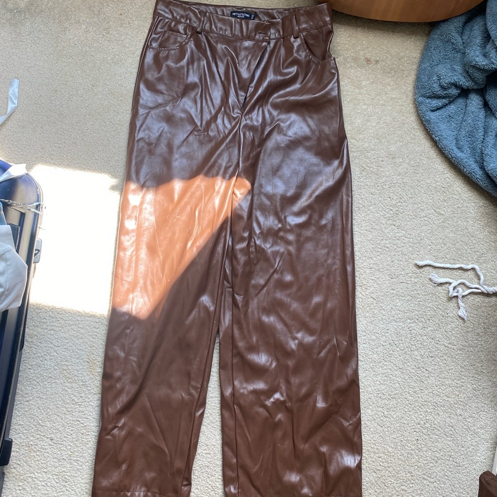 PLT Brown Leather Pants Petite Size 8